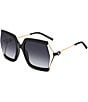 Color:Black/Gold - Image 1 - Women's HER 0216 61mm Rectangle Sunglasses