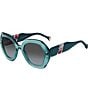 Color:Teal Havana - Image 1 - Women's Her0126/s Oversized Geometric Sunglasses