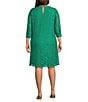 Caroline Rose Caroline Plus Size Floral Lace Round Neck 3/4 Sleeve Bodice Lined Shift Dress, Color:Spring Green - Image 2