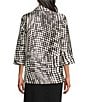 Caroline Rose Abstract Geo Dot Printed Mikado Spread Collar Cuffed 3/4 Sleeve Open-Front Jacket - Image 2