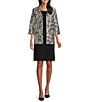 Caroline Rose Abstract Geo Dot Printed Mikado Spread Collar Cuffed 3/4 Sleeve Open-Front Jacket - Image 3
