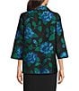 Caroline Rose Blue Rose Print Devore Point Collar Bracelet Sleeve Open-Front Statement Jacket - Image 2