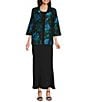 Caroline Rose Blue Rose Print Devore Point Collar Bracelet Sleeve Open-Front Statement Jacket - Image 3
