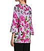 Color:Lavender Multi - Image 4 - Bright Blooms Floral Print Round Neck 3/4 Bell Sleeve Tunic