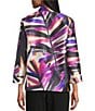Caroline Rose Colorful Graphic Mandarin Collar Bracelet Sleeve Button-Front Jacket - Image 2