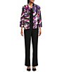 Caroline Rose Colorful Graphic Mandarin Collar Bracelet Sleeve Button-Front Jacket - Image 3