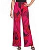 Caroline Rose Copa Abstract Floral Print Matte Crepe Pull-On Wide-Leg Pants - Image 1