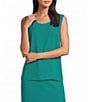 Caroline Rose Matte Crepe Scoop Neck Sleeveless Tank Top - Image 1