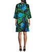Color:Multi/Black - Image 2 - Crepe Woven Garden Walk Party Floral Print Scoop Neck 3/4 Bell Sleeve Shift Dress