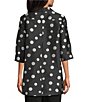 Caroline Rose Embroidered Dot Pattern Point Collar 3/4 Cuff Sleeve Button-Front Shirt - Image 2