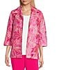 Caroline Rose Embroidered Floral Ruched Collar 3/4 Sleeve Open-Front Statement Jacket - Image 1