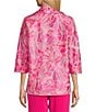 Caroline Rose Embroidered Floral Ruched Collar 3/4 Sleeve Open-Front Statement Jacket - Image 2