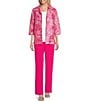 Caroline Rose Embroidered Floral Ruched Collar 3/4 Sleeve Open-Front Statement Jacket - Image 3