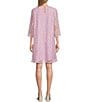 Color:Iced Orchid - Image 2 - Lace Round Neck 3/4 Sleeve Shift Dress