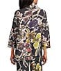 Caroline Rose Floral Print Mikado Spread Collar Bracelet Sleeve Coordinating Jacket, Color:Multi Black - Image 2