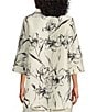 Caroline Rose Garden Glamour Floral Print Notch Collar 3/4 Sleeve Open-Front Statement Jacket, Color:Black/Ivory - Image 2