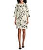 Caroline Rose Garden Glamour Floral Print Notch Collar 3/4 Sleeve Open-Front Statement Jacket, Color:Black/Ivory - Image 3