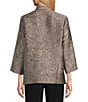 Caroline Rose Geometric Jacquard Stand Collar 3/4 Sleeve Button Front Jacket, Color:Natural Brown - Image 2