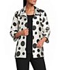 Caroline Rose Graphic Dot Jacquard Spread Collar 3/4 Sleeve Open-Front Statement Jacket - Image 1