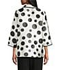Caroline Rose Graphic Dot Jacquard Spread Collar 3/4 Sleeve Open-Front Statement Jacket - Image 2