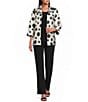 Caroline Rose Graphic Dot Jacquard Spread Collar 3/4 Sleeve Open-Front Statement Jacket - Image 3