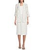 Color:White - Image 3 - Julia Floral Lace 3/4 Ruffled Sleeve Drape Front Open-Front Cardigan