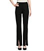 Color:Black - Image 1 - Luxe Stretch Ponte Knit Slim Straight Pull-On Pants