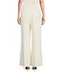 Caroline Rose Matte Crepe Flat Front Elastic Waist Wide Leg Coordinating Pants, Color:Ivory - Image 2