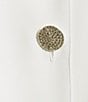 Color:White - Image 4 - Matte Crepe Mandarin Collar 3/4 Sleeve Black Rhinestone Button Statement Jacket