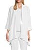 Caroline Rose Matte Crepe Open Front Side Drape 3/4 Sleeve Jacket, Color:White - Image 1