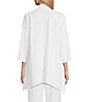 Caroline Rose Matte Crepe Open Front Side Drape 3/4 Sleeve Jacket, Color:White - Image 2