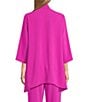Caroline Rose Matte Crepe Open Front Side Drape 3/4 Sleeve Jacket, Color:Pink Paradise - Image 2