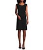 Color:Black - Image 1 - Matte Crepe Scoop Neck Sleeveless A-Line Dress