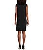 Color:Black - Image 2 - Matte Crepe Scoop Neck Sleeveless A-Line Dress