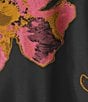 Caroline Rose Pink Petal Print Devore Spread Collar Bracelet Sleeve Open-Front Statement Jacket, Color:Pink Black - Image 4