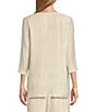Color:Ivory - Image 2 - Plisse Crinkled Pleat Scoop Neck 3/4 Sleeve Coordinating Tunic
