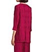 Caroline Rose Plisse Crinkled Pleat Scoop Neck 3/4 Sleeve Coordinating Tunic, Color:Deep Rose - Image 4