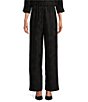 Caroline Rose Plisse Crinkled Pleat Straight-Leg Coordinating Pull-On Pants, Color:Black - Image 1