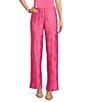 Caroline Rose Plisse Crinkled Pleat Straight-Leg Coordinating Pull-On Pants, Color:Palm Beach - Image 1