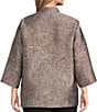 Caroline Rose Plus Geometric Jacquard Stand Collar 3/4 Sleeve Button Front Jacket, Color:Natural Brown - Image 3