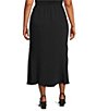 Caroline Rose Plus Matte Crepe Flat Front Elastic Waist Flare Hem Long Skirt - Image 2