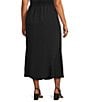 Caroline Rose Plus Matte Crepe Flat Front Elastic Waist Flare Hem Long Skirt - Image 4
