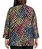 Caroline Rose Plus Mosaic Pattern Cloque Spread Collar Bracelet Sleeve Open-Front Statement Jacket, Color:Multi Black - Image 2