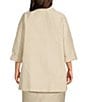 Caroline Rose Plus Shimmering Sands Textured Jacquard Notch Collar Bracelet Sleeve Open-Front Statement Jacket, Color:Champagne - Image 2