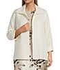 Caroline Rose Plus Size Celebration Textured Shimmer Jacquard Bracelet Sleeve Open-Front Jacket, Color:Ivory - Image 1