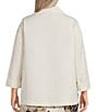 Caroline Rose Plus Size Celebration Textured Shimmer Jacquard Bracelet Sleeve Open-Front Jacket, Color:Ivory - Image 2