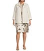 Caroline Rose Plus Size Celebration Textured Shimmer Jacquard Bracelet Sleeve Open-Front Jacket, Color:Ivory - Image 3