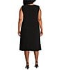 Caroline Rose Plus Size Crepe Woven Crepe Scoop Neck Sleeveless Sheath Dress, Color:Black - Image 2
