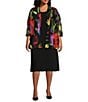 Caroline Rose Plus Size Crepe Woven Crepe Scoop Neck Sleeveless Sheath Dress, Color:Black - Image 3