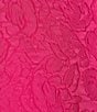 Color:Pink - Image 3 - Plus Size Floral Cloque' Mock Collar 3/4 Sleeve Pocketed Shift Dress